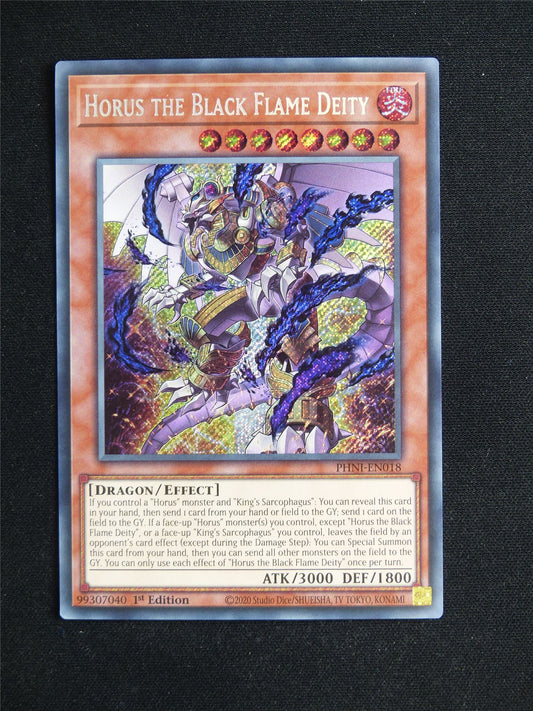 Horus the Black Flame Deity PHNI Secret Rare - 1st ed Yugioh Card #22J