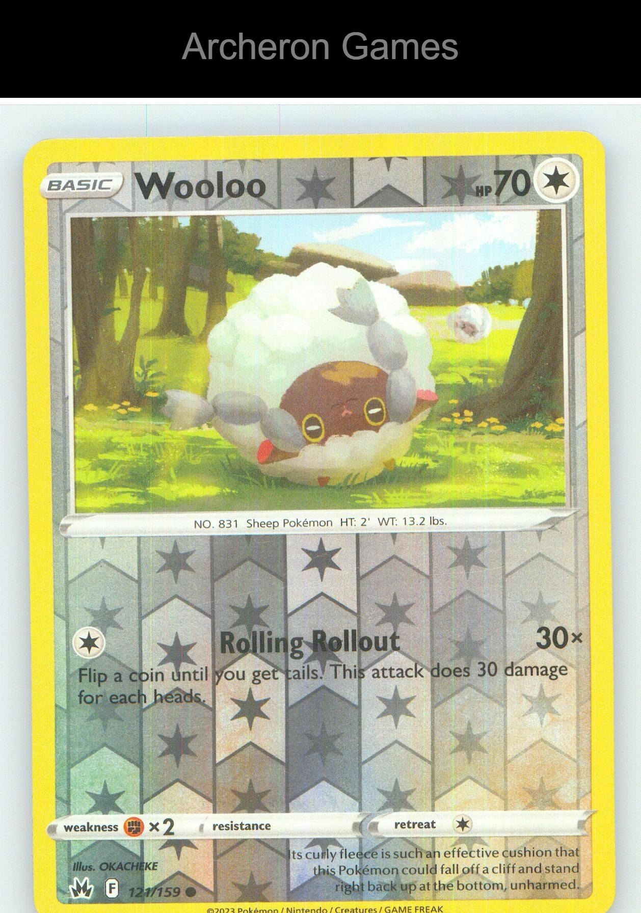 Pokemon Card Wooloo CRZ 121/159 C Crown Zenith Reverse Holo