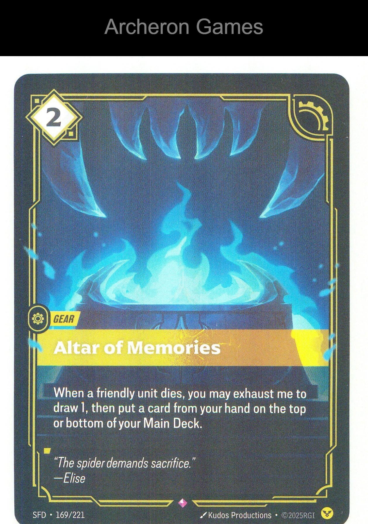 Altar of Memories SFD 169/221 R Spiritforged Riftbound Card Foil