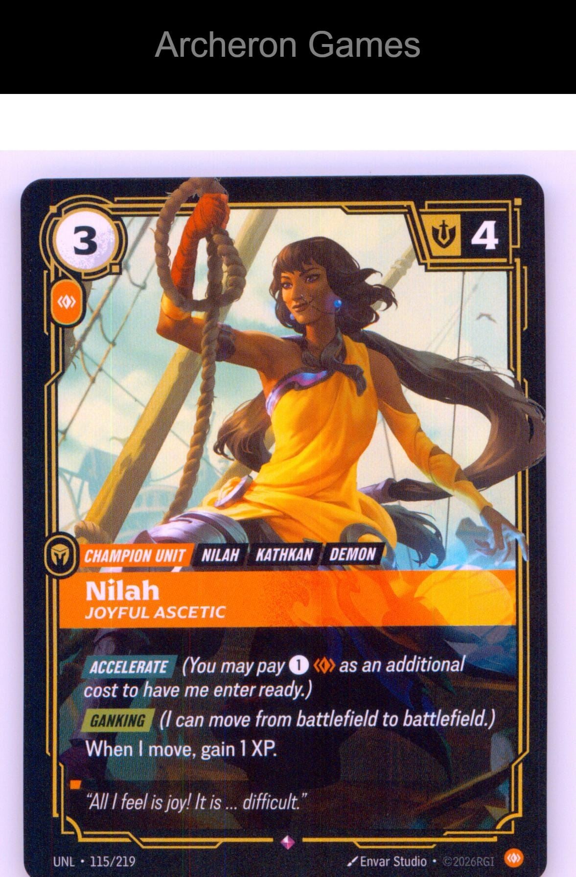 Nilah - Joyful Ascetic UNL 115/219 R Unleashed Riftbound Card