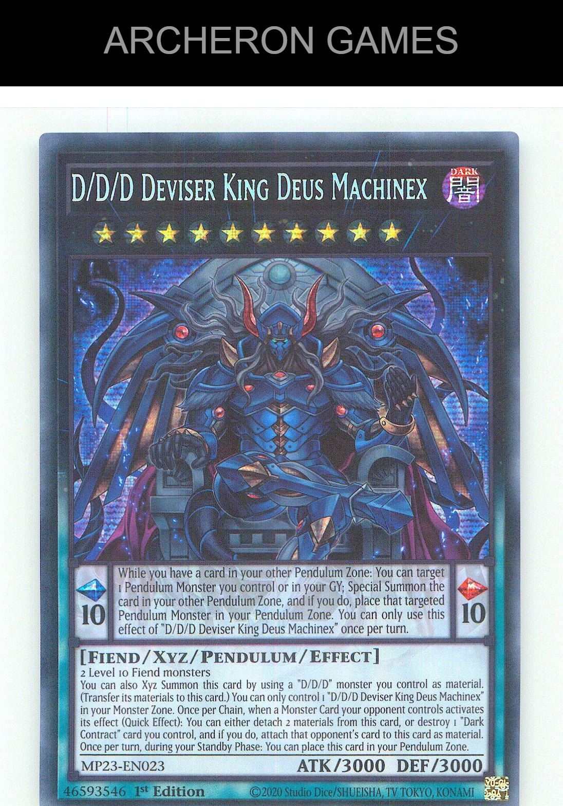 D/D/D Deviser King Deus Machinex Prismatic Secret Rare YUGIOH Card 1st Edition