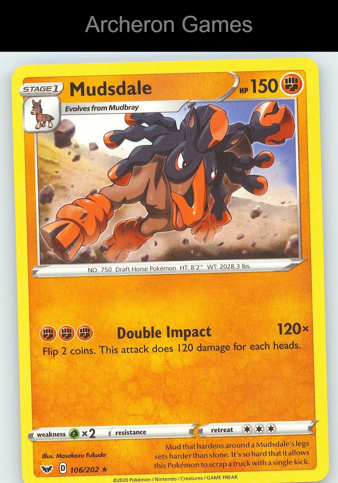 Pokemon Card Mudsdale SSH 106/202 R Sword & Shield