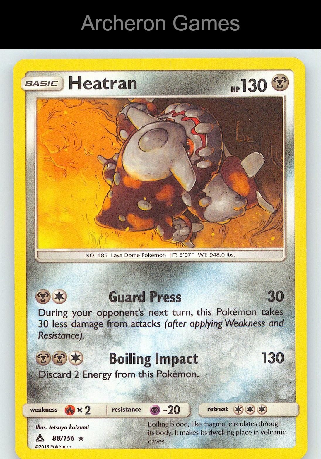 Pokemon Card Heatran UPR 88/156 HOLO R Ultra Prism
