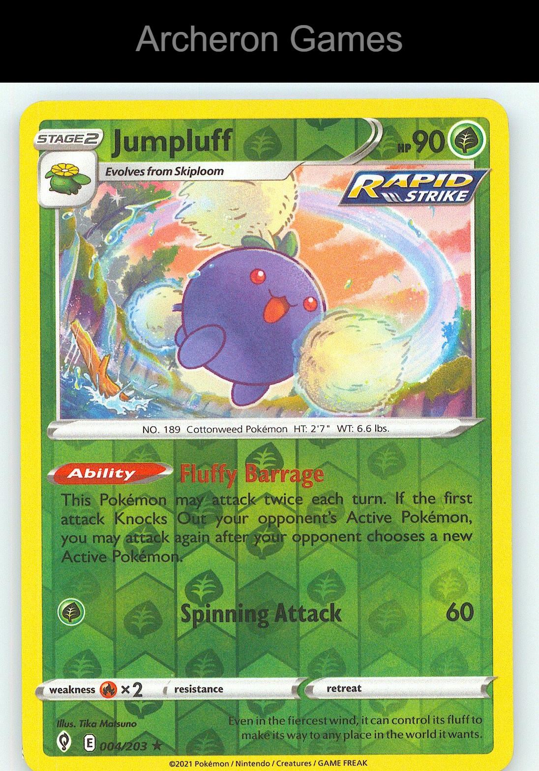 Pokemon Card Jumpluff EVS 004/203 R Evolving Skies Reverse Holo