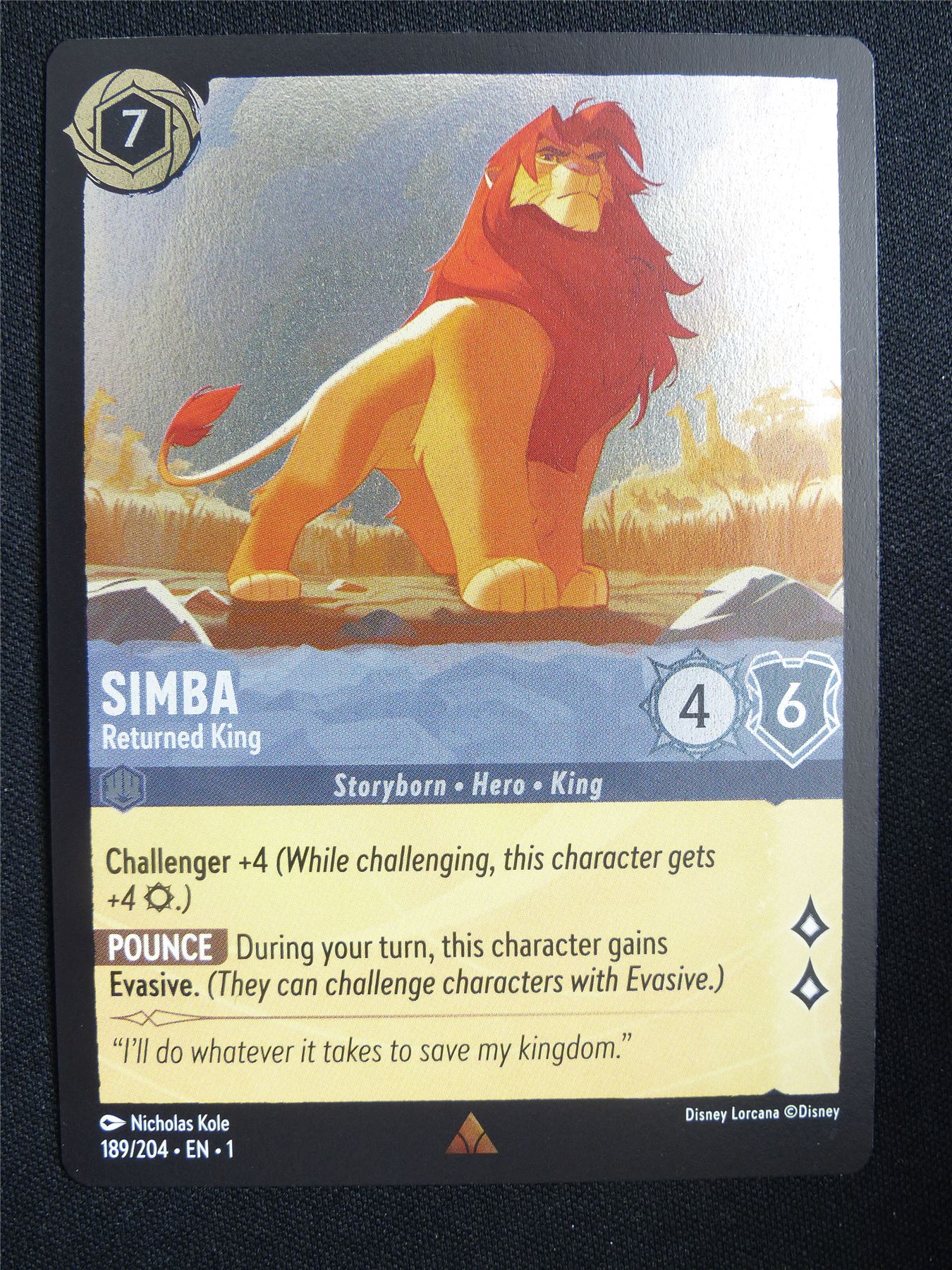 Simba Returned King 189/204 Foil - Lorcana Card #18D