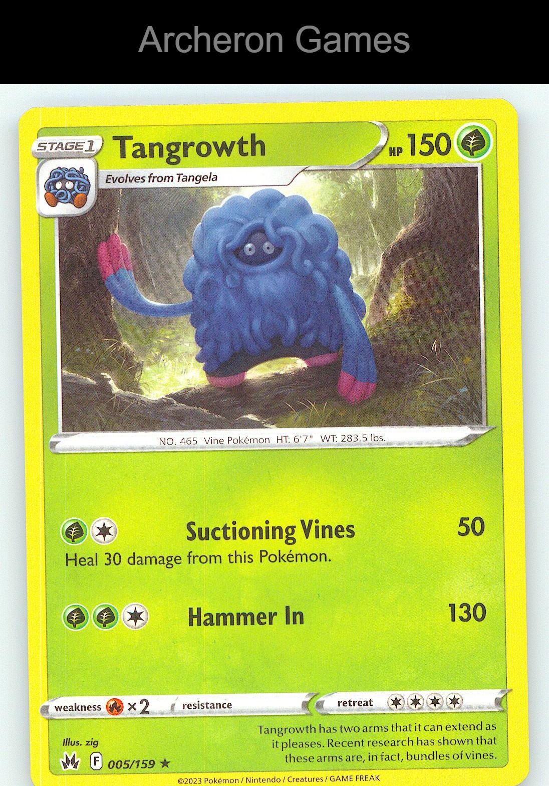 Pokemon Card Tangrowth CRZ 005/159 R Crown Zenith
