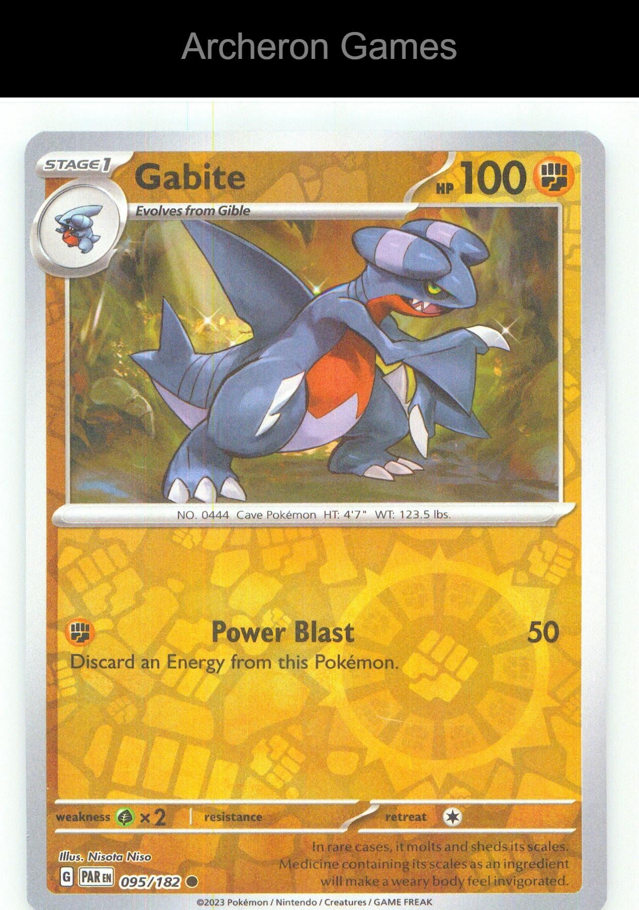 Pokemon Card Gabite PAR 095/182 C Paradox Rift Reverse Holo