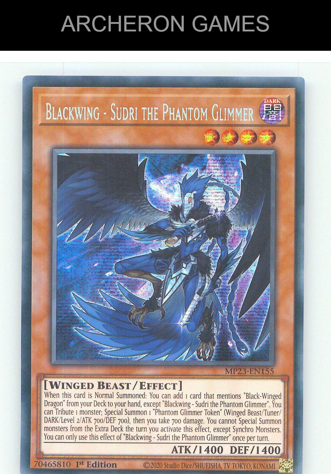 Blackwing - Sudri the Phantom Glimmer YUGIOH Card 1st Edition