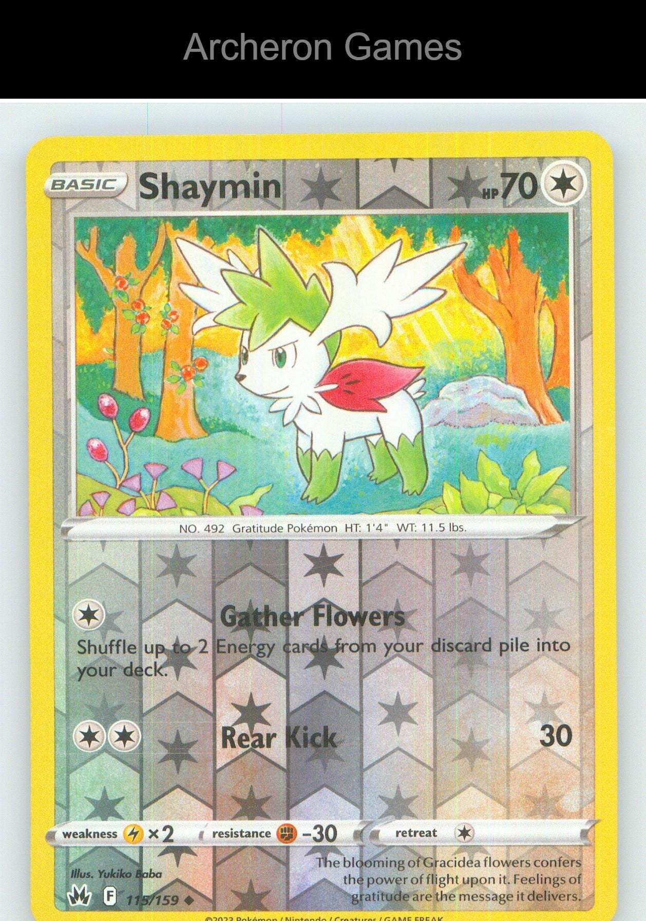 Pokemon Card Shaymin CRZ 115/159 UC Crown Zenith Reverse Holo