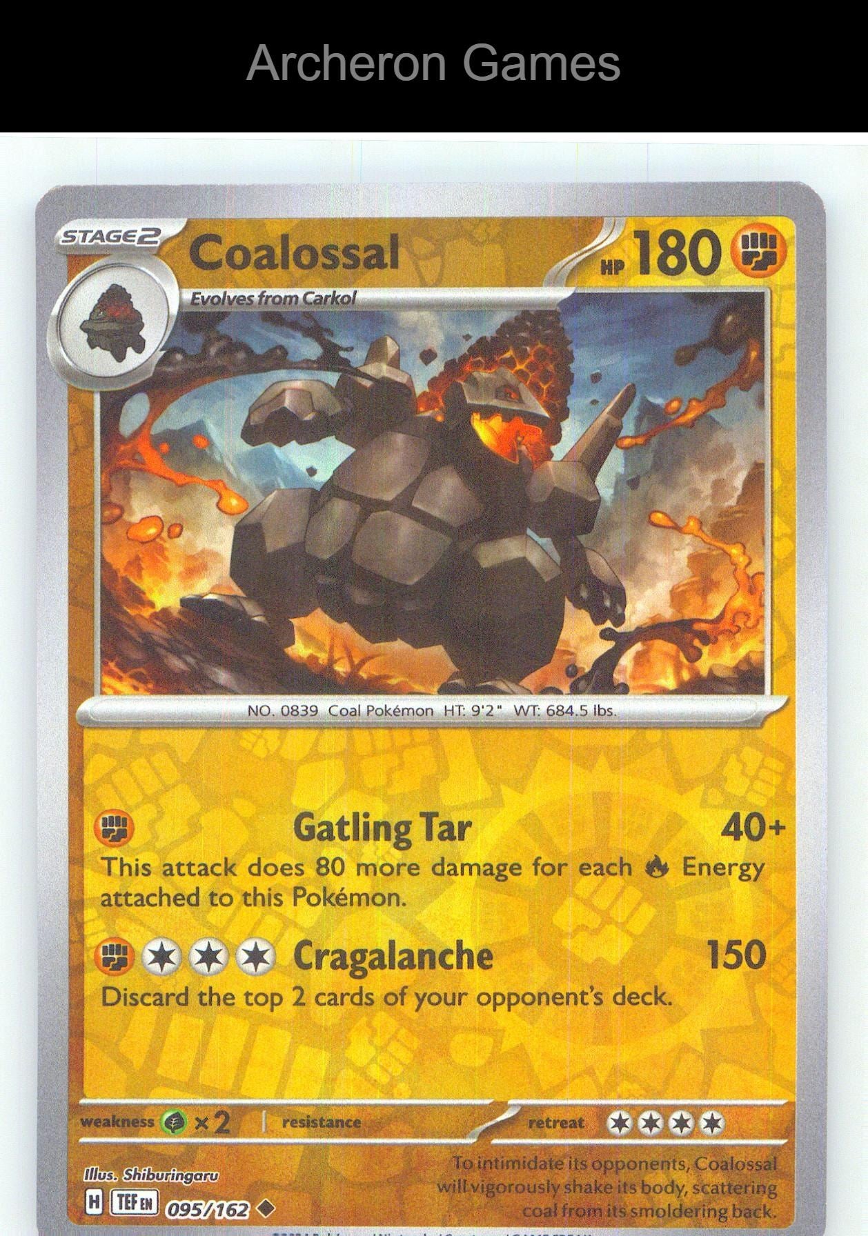 Pokemon Card Coalossal TEF 095/162 UC Temporal Forces Reverse Holo