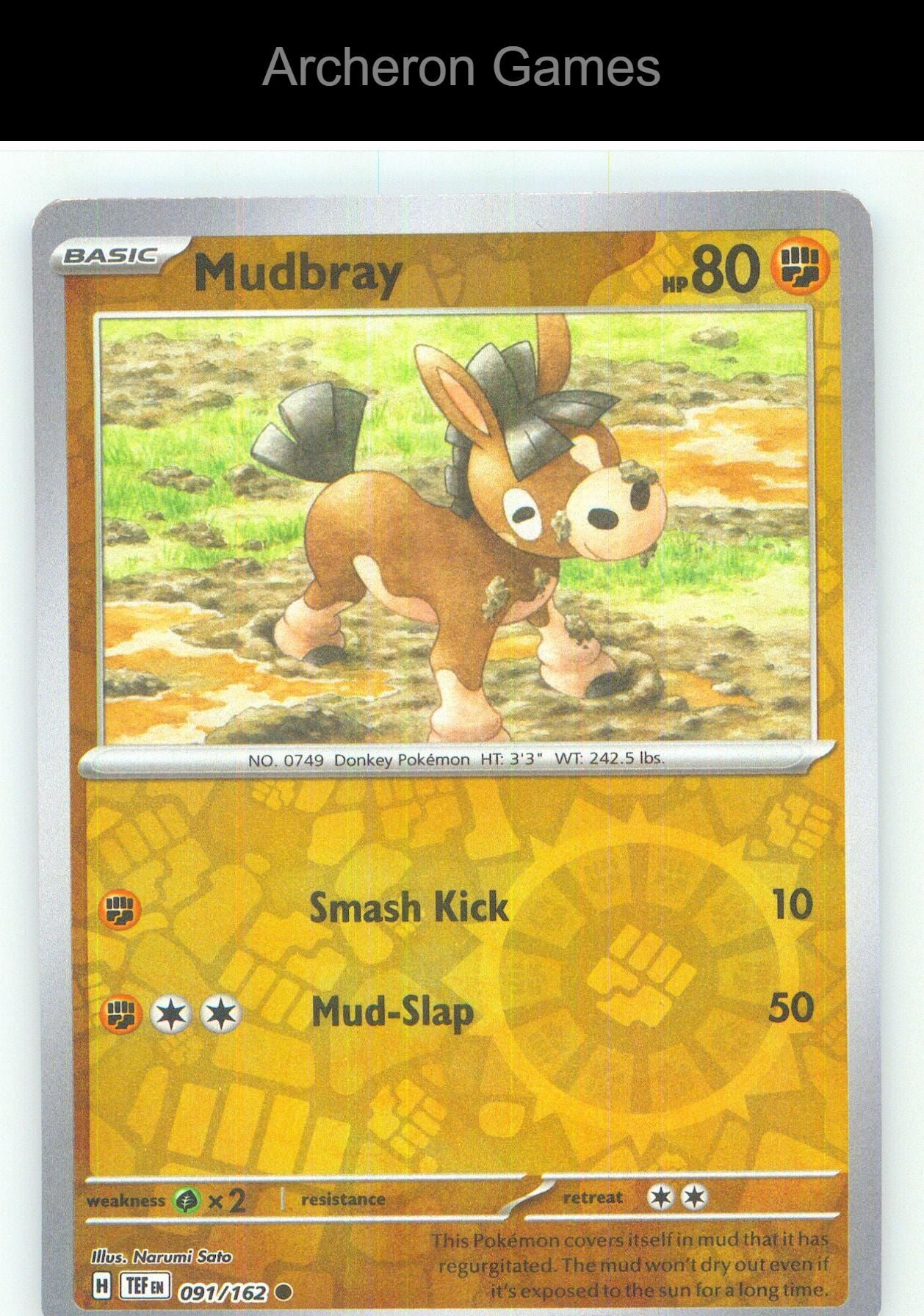 Pokemon Card Mudbray TEF 091/162 C Temporal Forces Reverse Holo