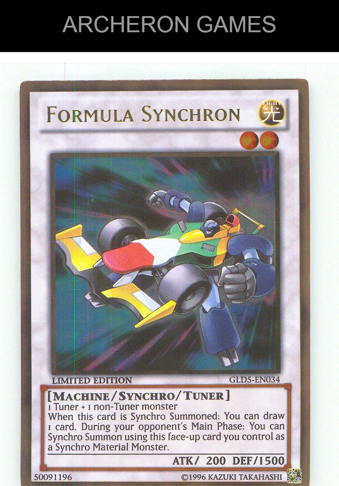 Formula Synchron Gold Rare YUGIOH Card Limited