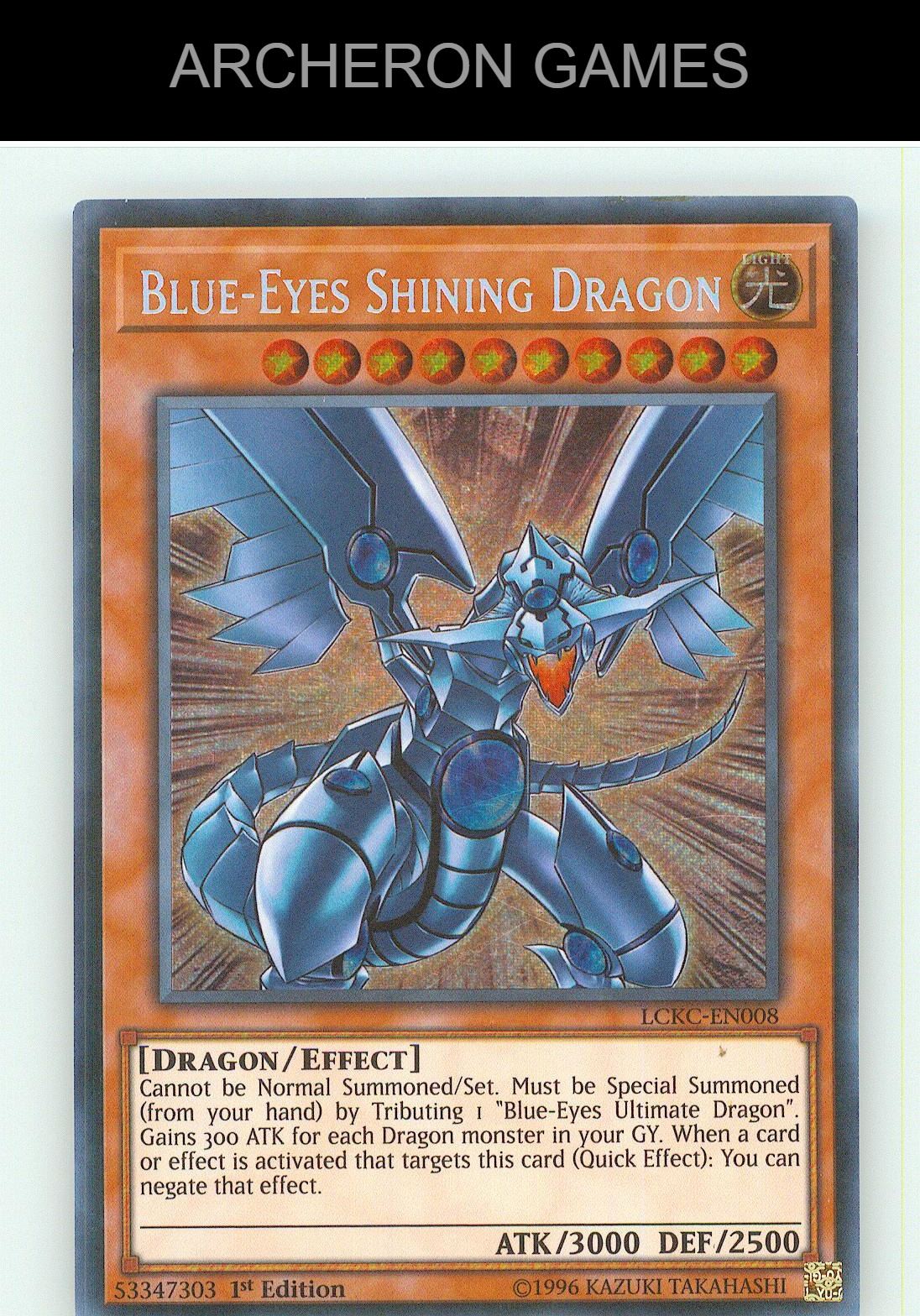 Blue-Eyes Shining Dragon SEC YUGIOH Card Unlimited