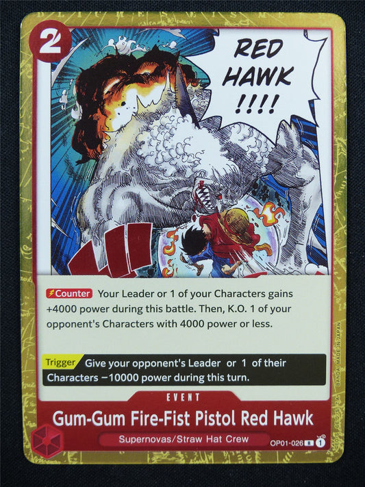 Gum-Gum Fire-Fist Pistol Red Hawk OP01-026 R - One Piece Card #4Q