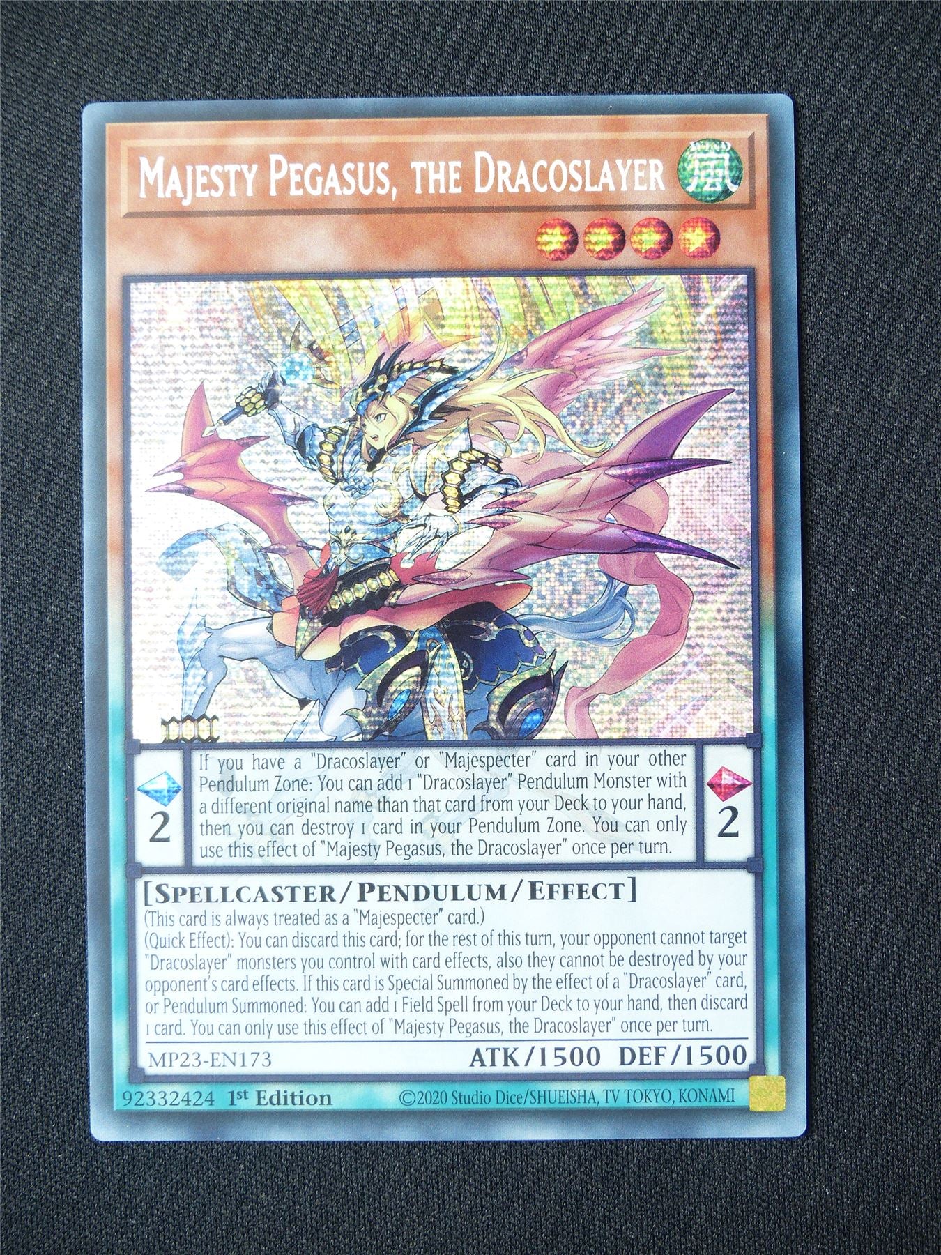 Majesty Pegasus the Dracoslayer MP23 Secret Rare - 1st ed Yugioh Card #6HW