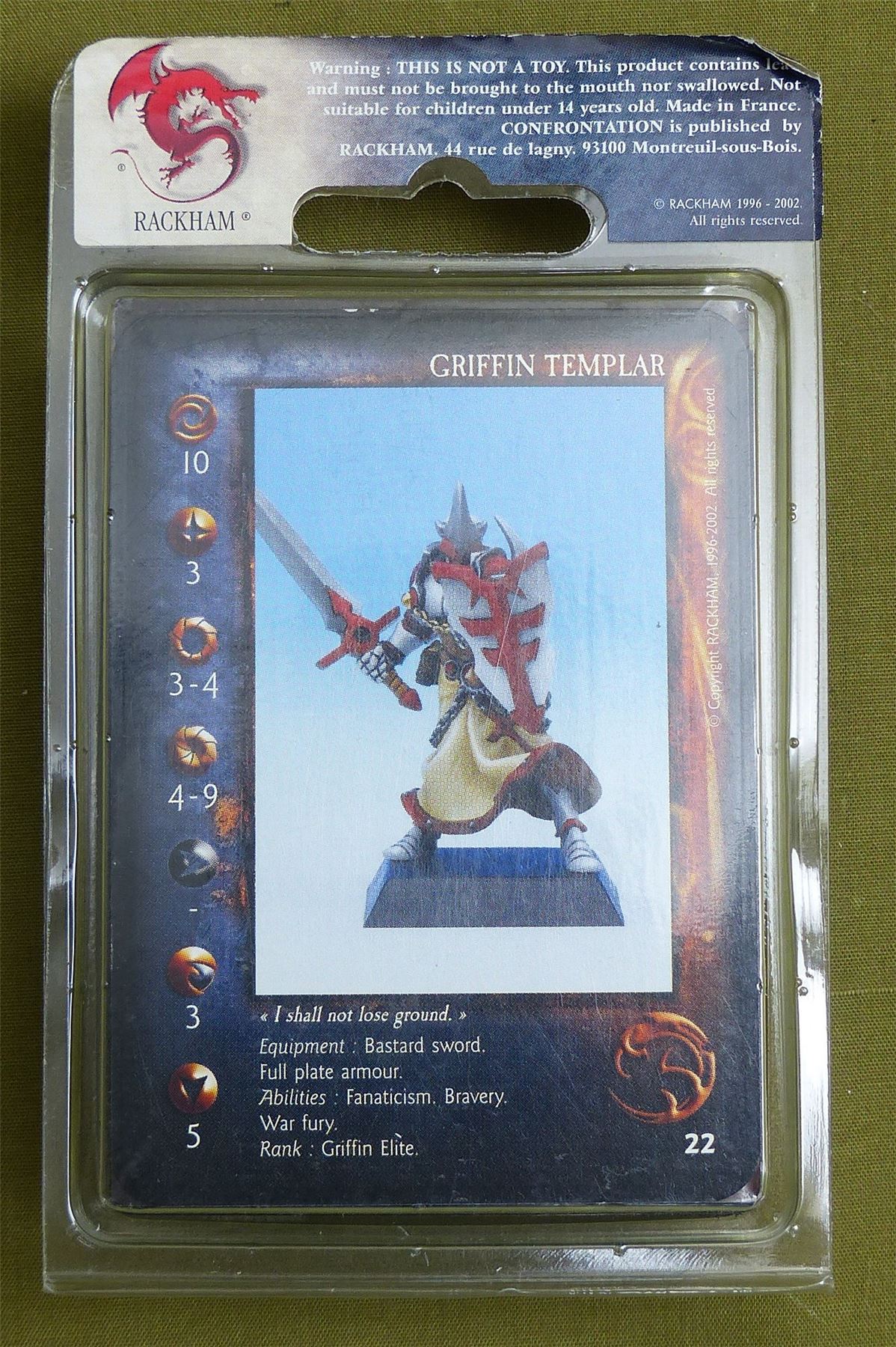 Confrontation: Griffin Templar Blister - Rackham Metal Minis OOP #25R