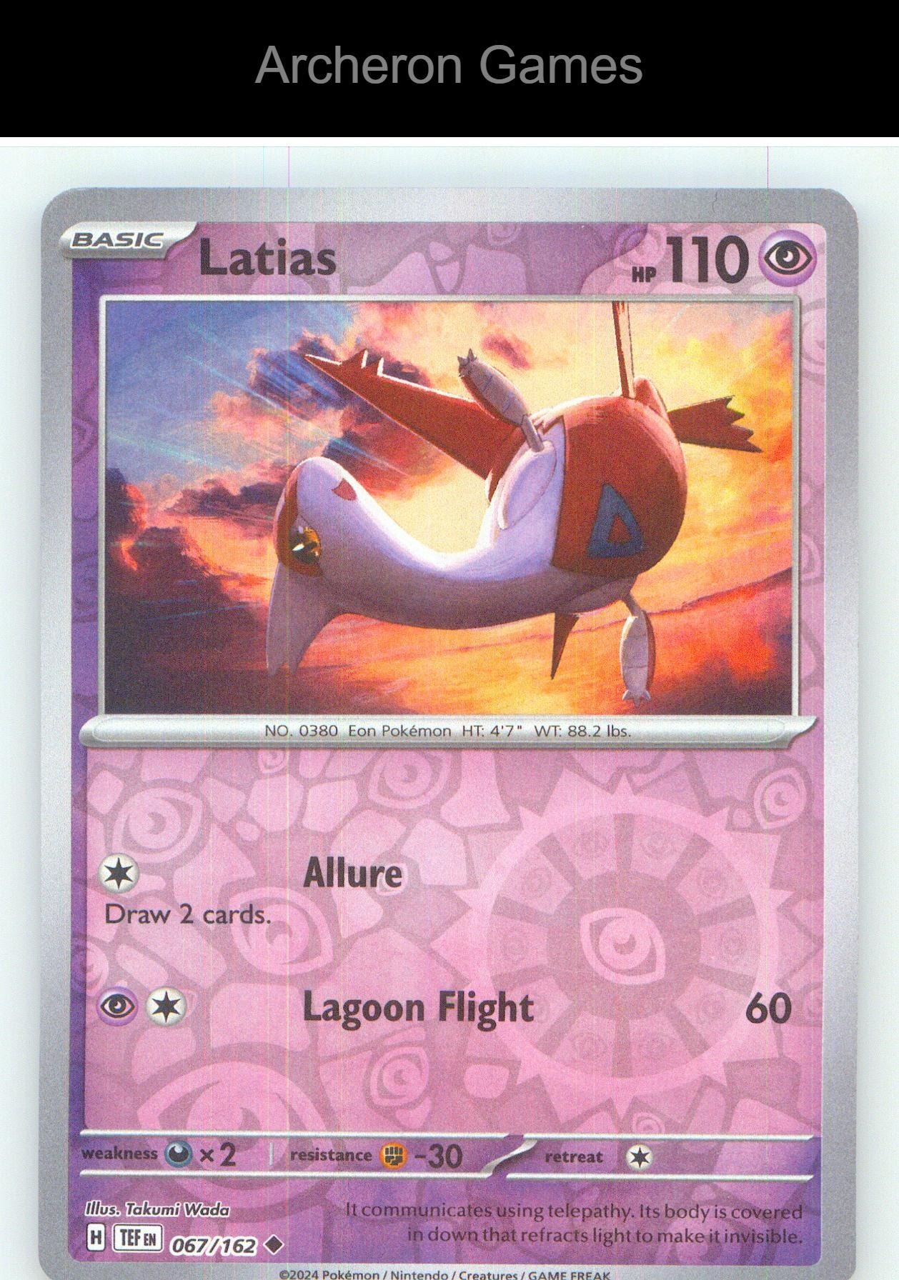 Pokemon Card Latias TEF 067/162 UC Temporal Forces Reverse Holo