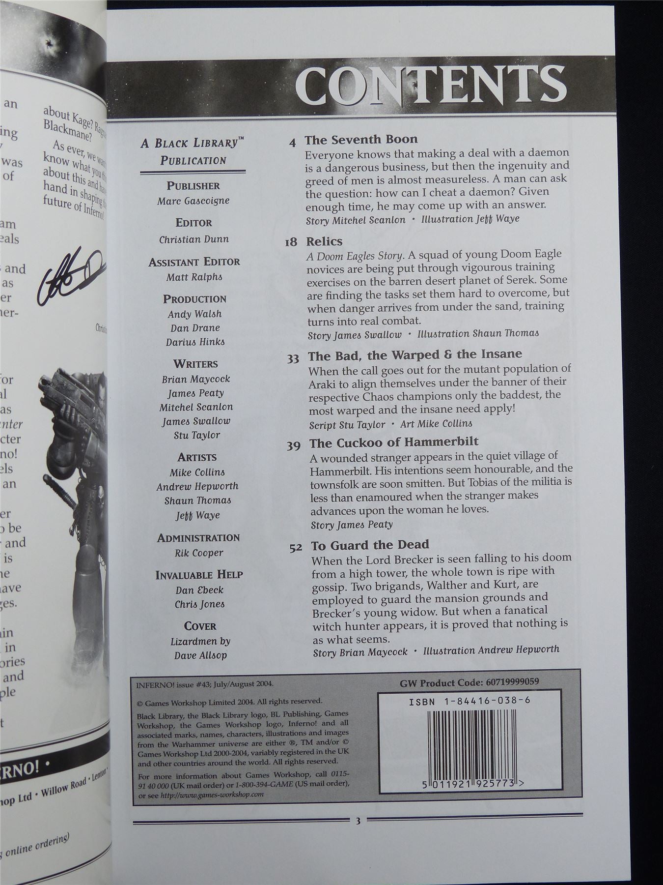 Inferno! Tales of Fantasy and Adventure #43 - Workshop Black Library Publication #1NY