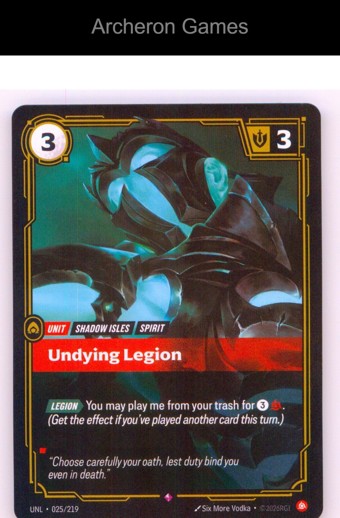 Undying Legion UNL 025/219 R Unleashed Riftbound Card