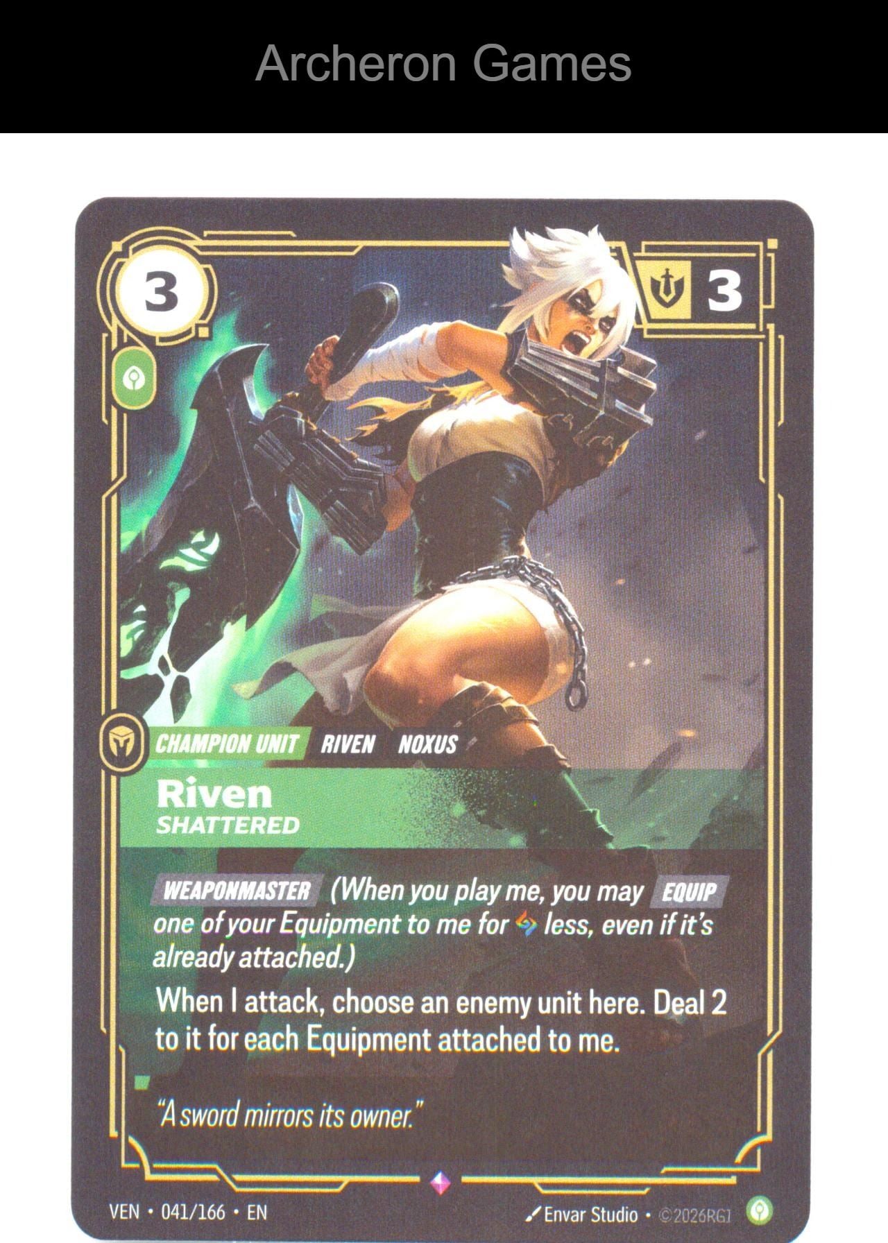 Riven - Shattered VEN 041/166 R Vendetta Riftbound Card Foil