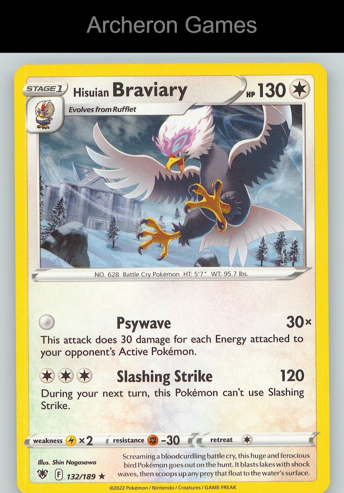 Pokemon Card Hisuian Braviary ASR 132/189 R Astral Radiance