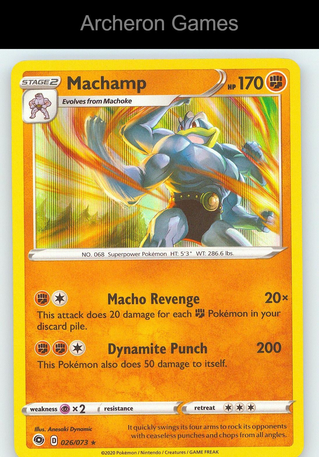 Pokemon Card Machamp CPA 026/073 Line Holo R Champion's Path