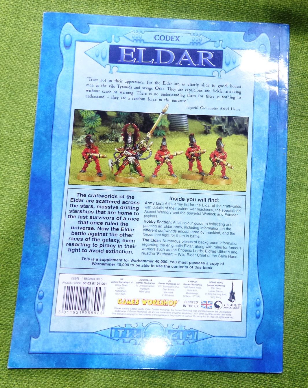 Eldar Codex 1999 Softback Book - Warhammer AoS 40k #9H