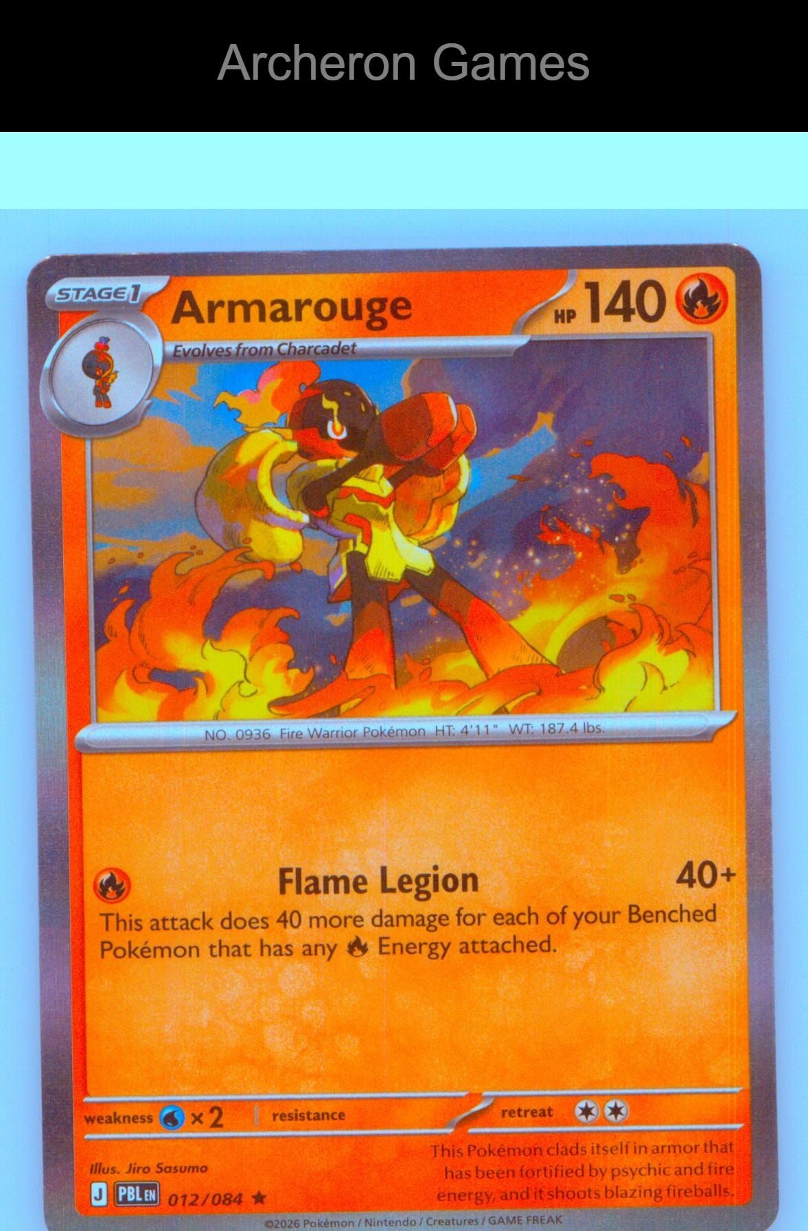 Pokemon Card Armarouge ME05 012/084 R Pitch Black Holo