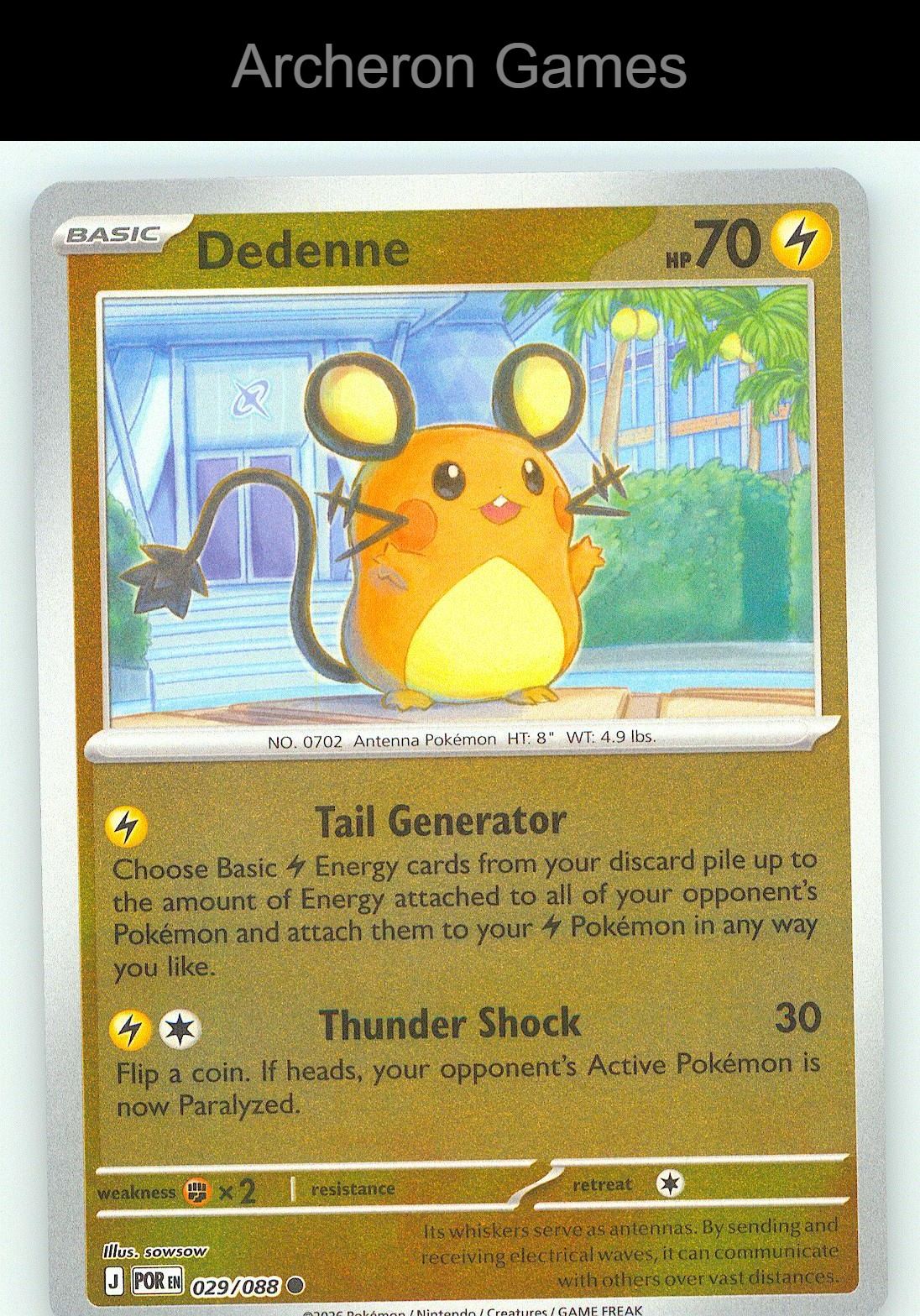 Pokemon Card Dedenne ME03 029/088 C Perfect Order Reverse Holo