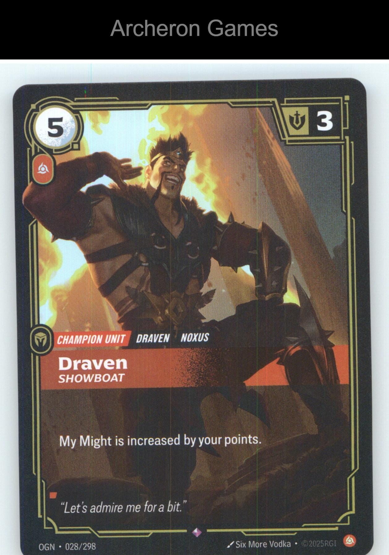 Draven - Showboat OGN 028/298 R Origins Riftbound Card Foil