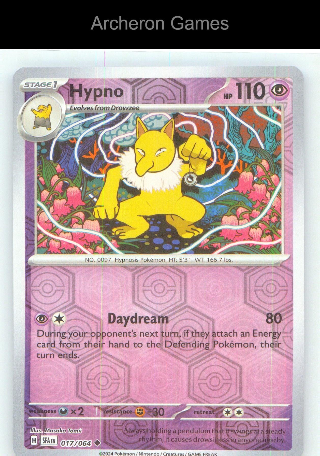 Pokemon Card Hypno SFA 017/064 UC Shrouded Fable Reverse Holo