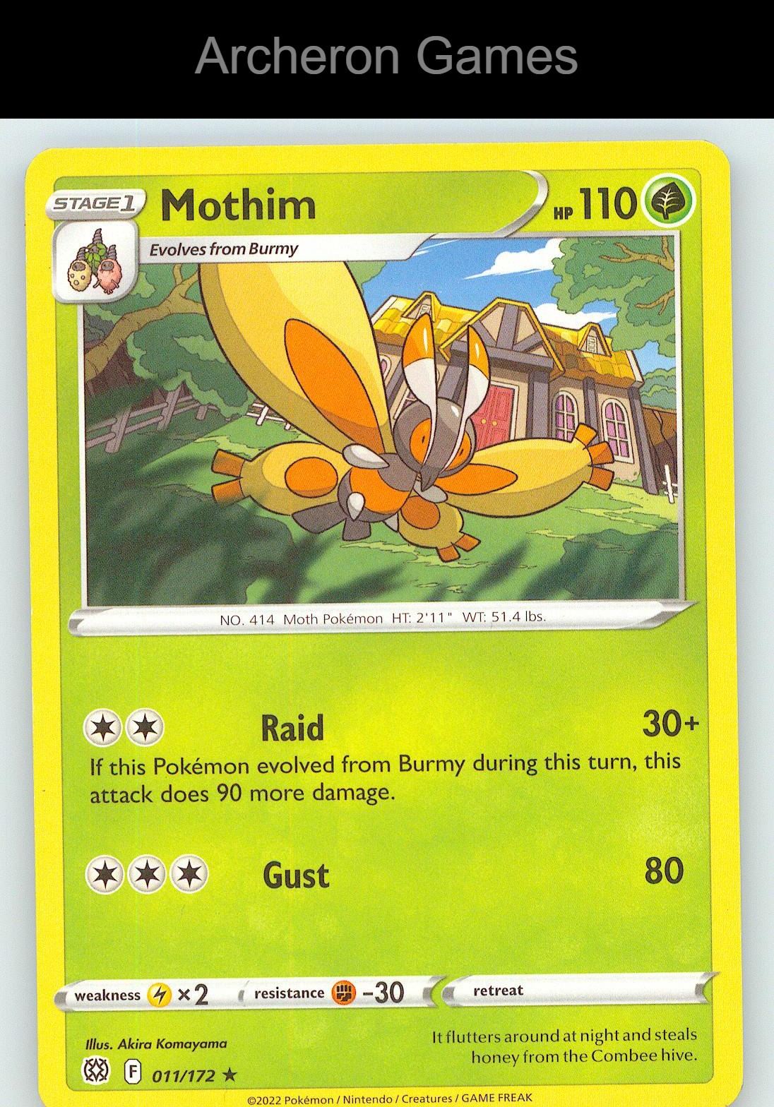 Pokemon Card Mothim BRS 011/172 R Brilliant Stars