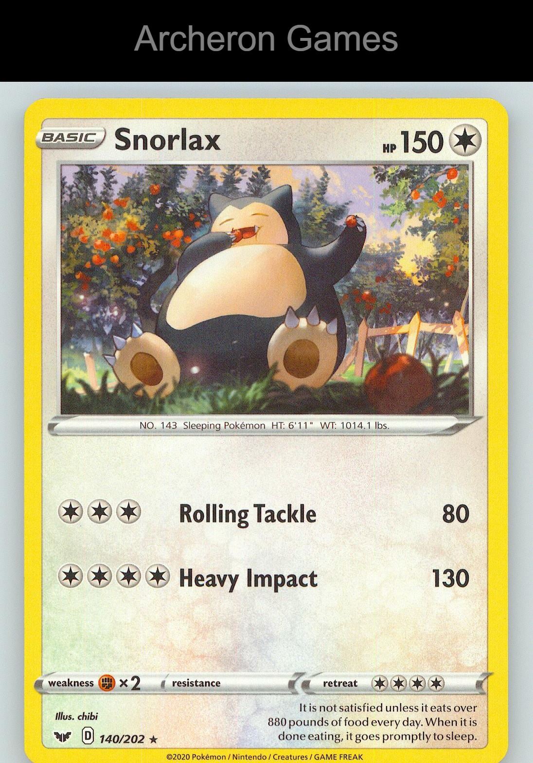 Pokemon Card Snorlax SSH 140/202 R Sword & Shield