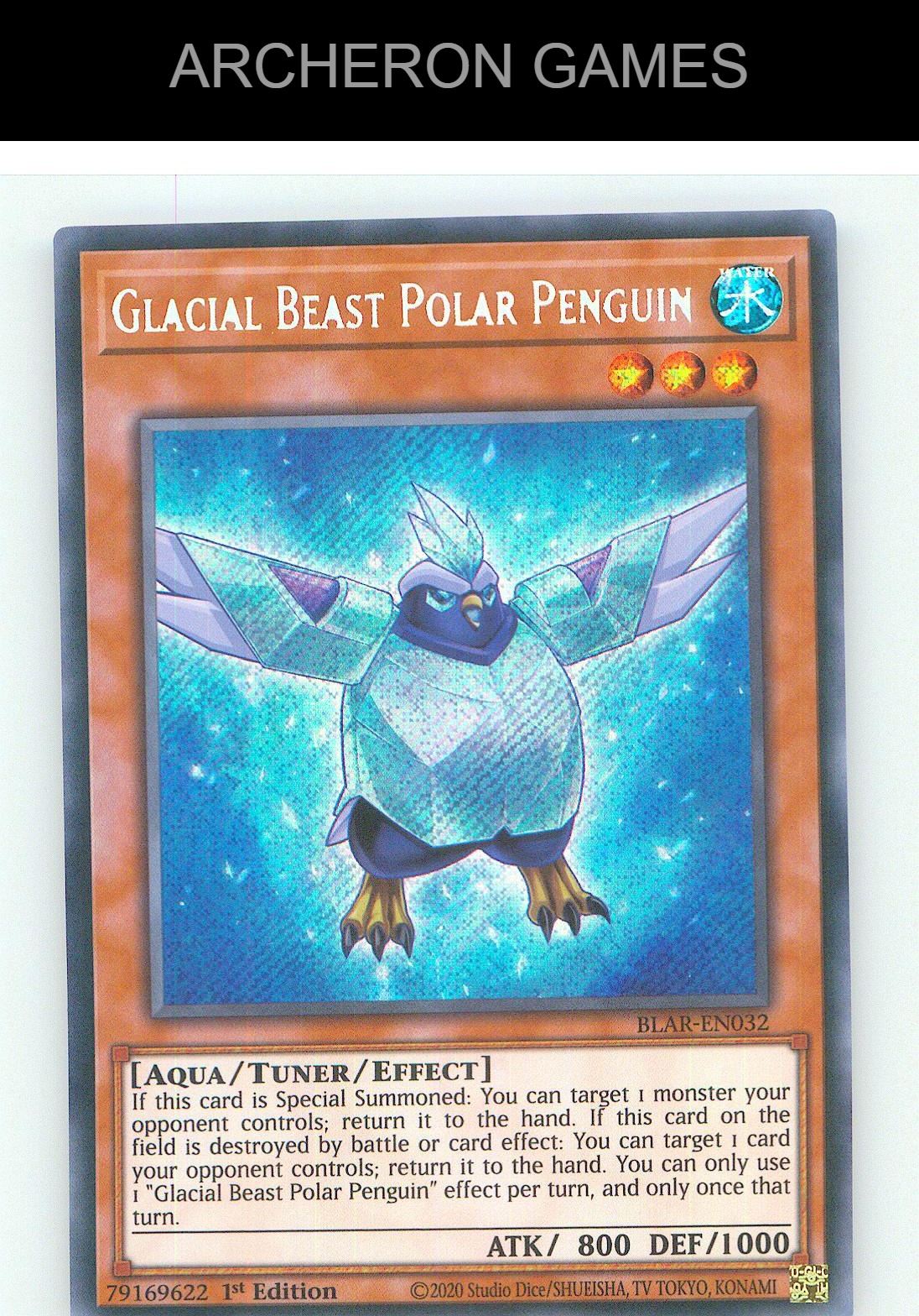 Glacial Beast Polar Penguin SEC YUGIOH Card 1st Edition