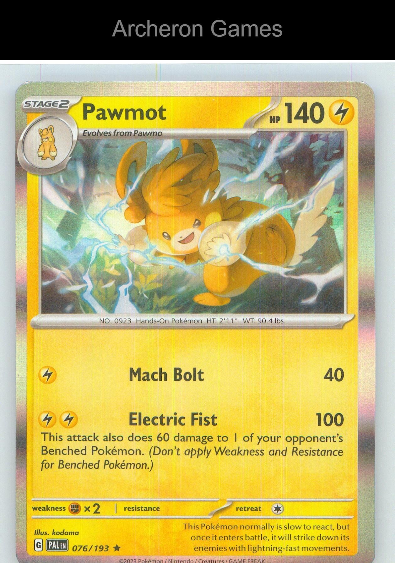 Pokemon Card Pawmot PR 076/193 R Deck Exclusives