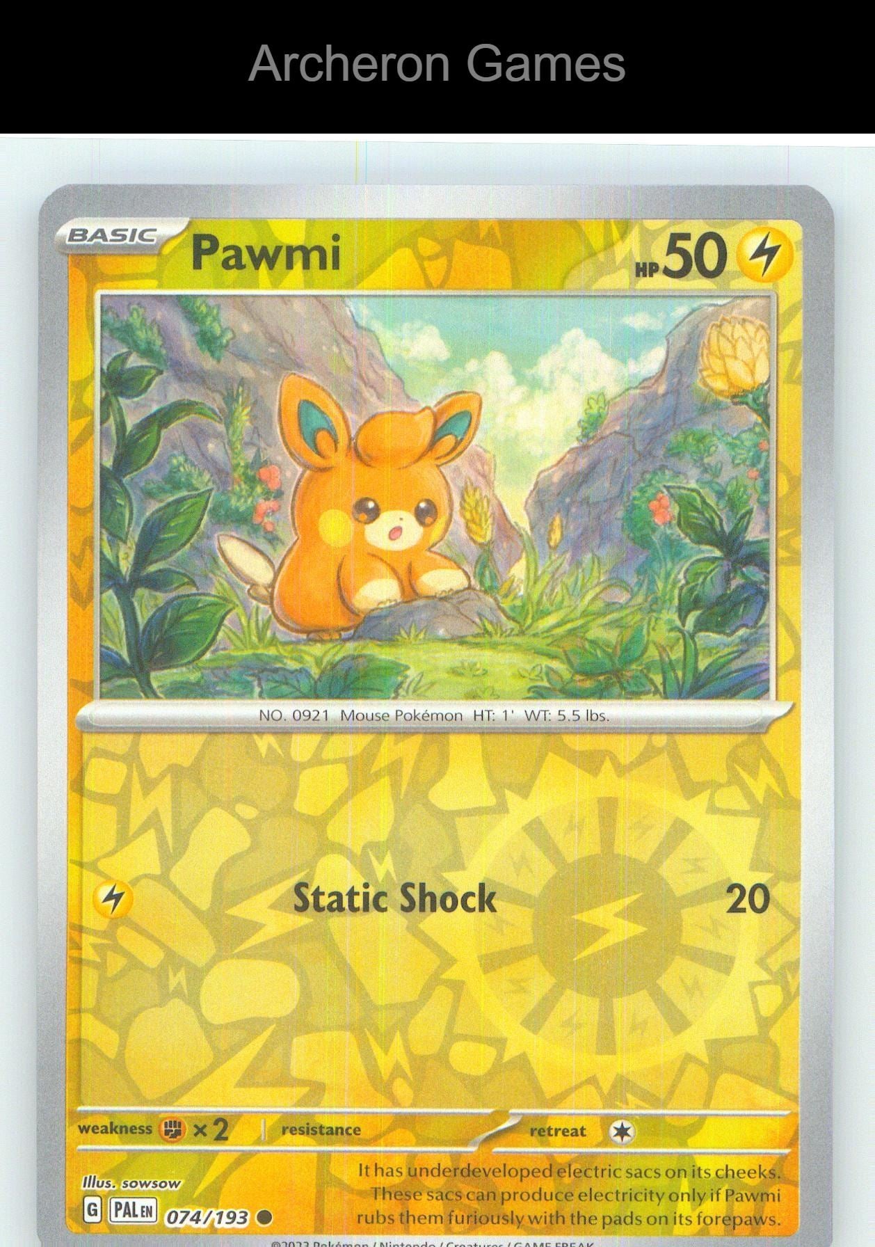 Pokemon Card Pawmi PAL 074/193 C Paldea Evolved Reverse Holo
