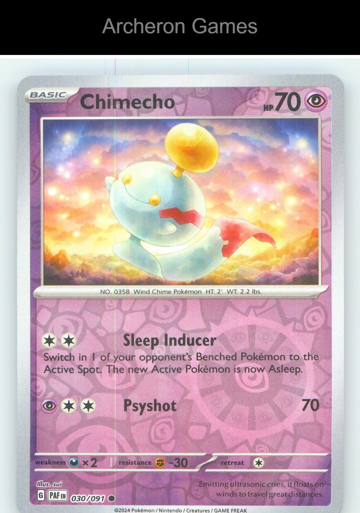 Pokemon Card Chimecho PAF 030/091 C Paldean Fates Reverse Holo
