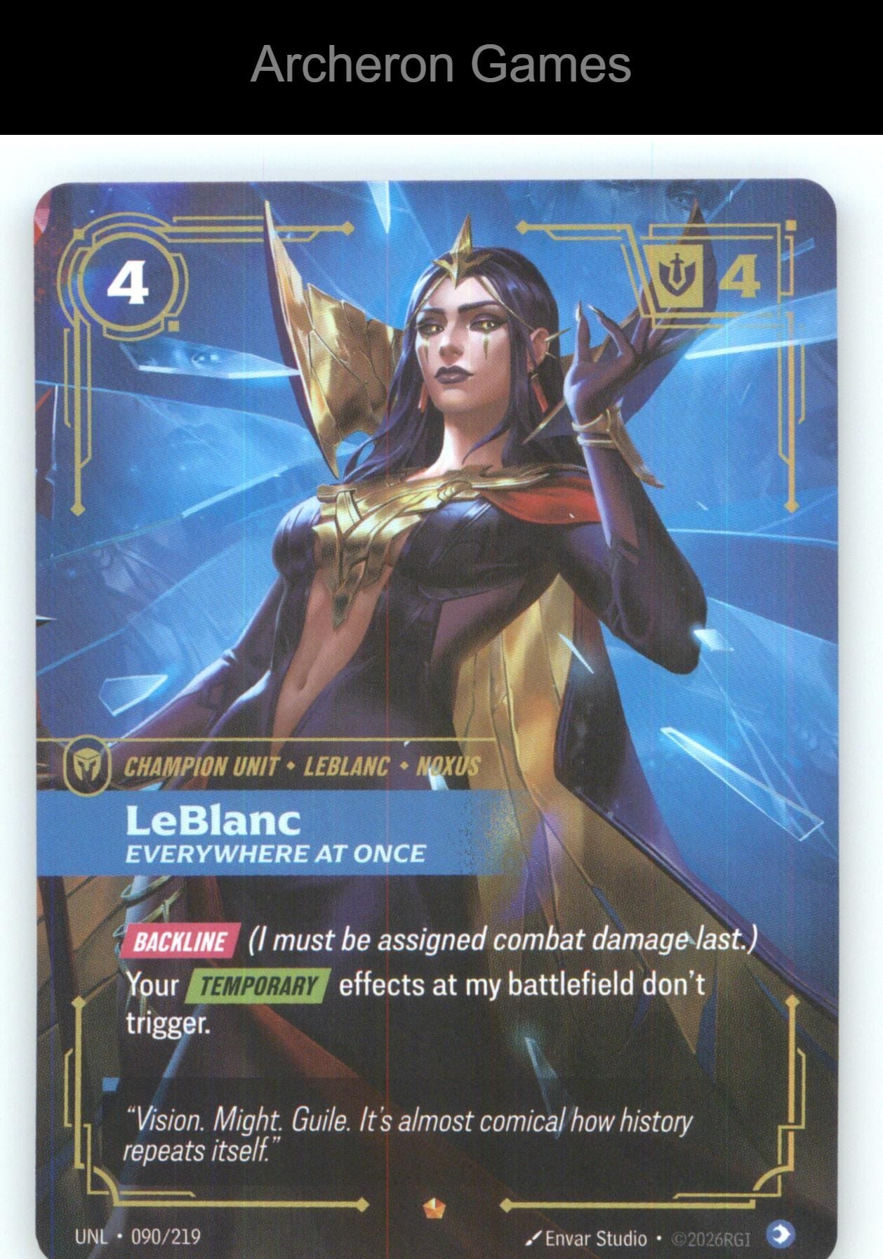 LeBlanc - Everywhere At Once UNL 090/219 Epic Unleashed Riftbound Card Foil