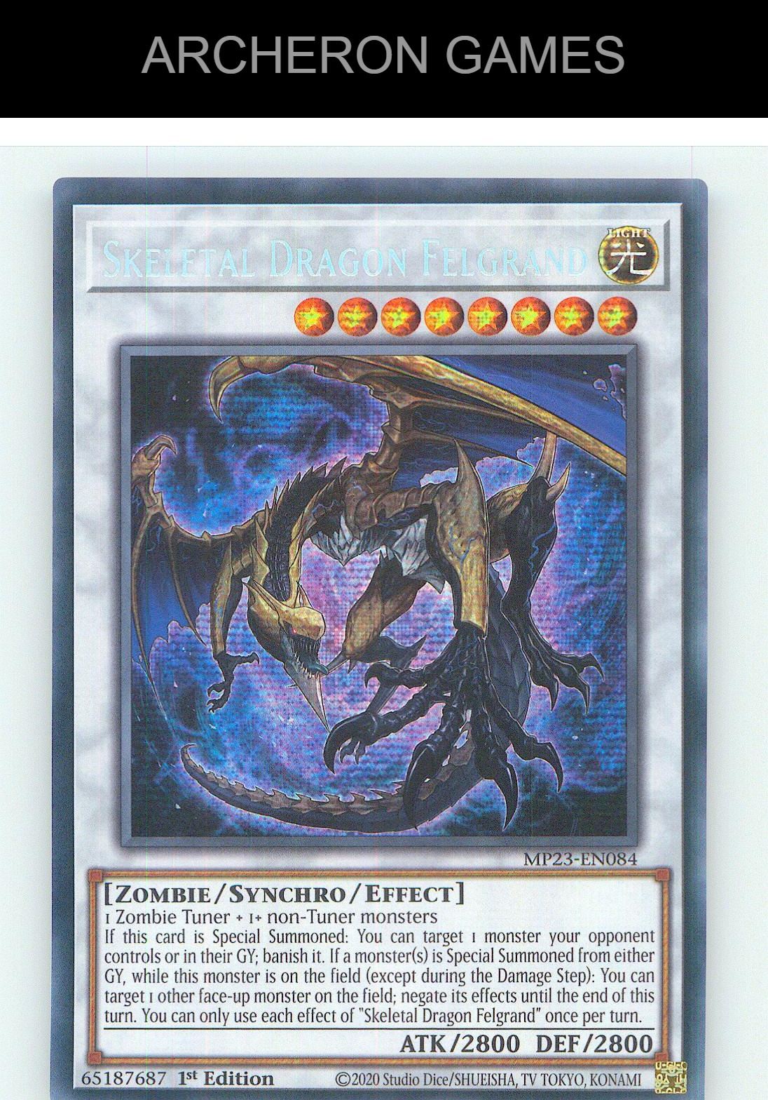 Skeletal Dragon Felgrand Prismatic Secret Rare YUGIOH Card 1st Edition