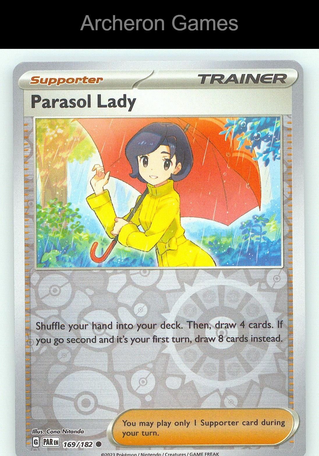 Pokemon Card Parasol Lady PAR 169/182 C Paradox Rift Reverse Holo