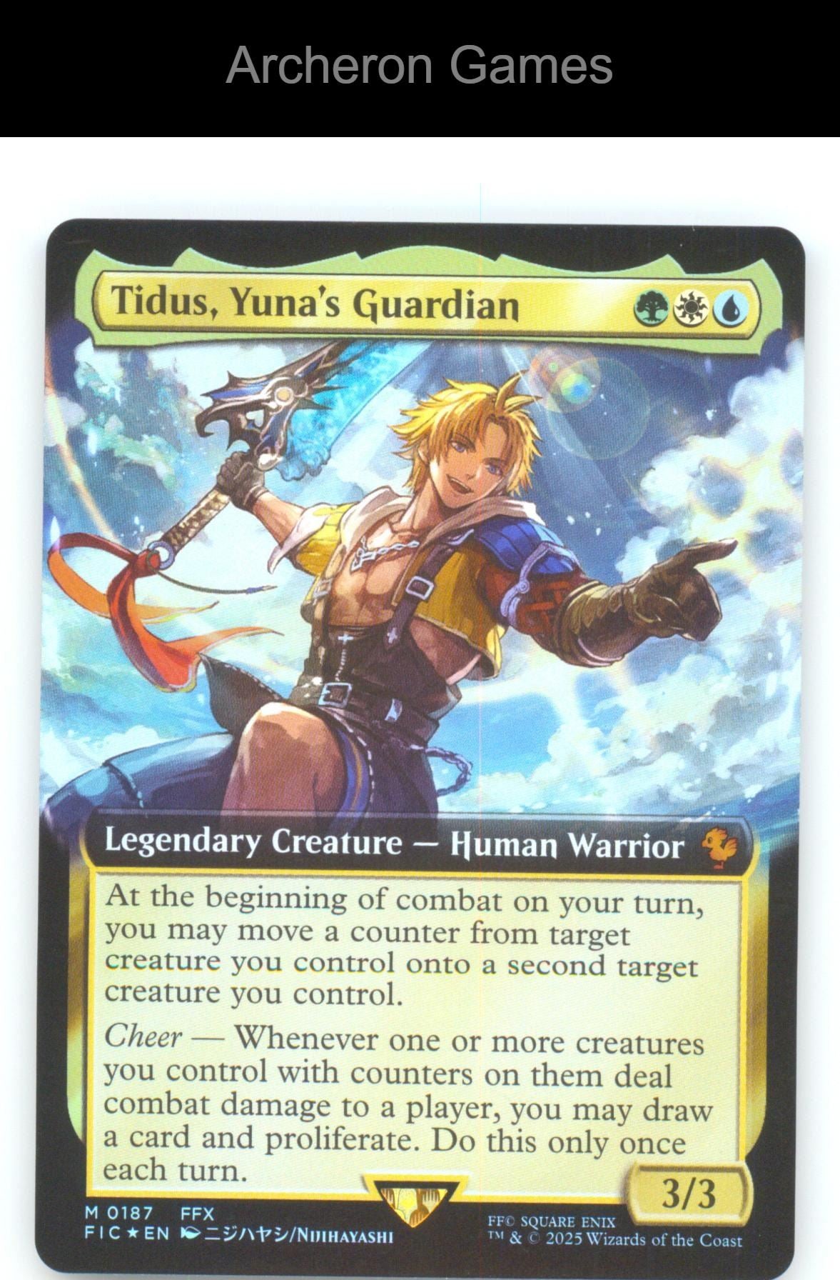 Tidus, Yuna's Guardian (Extended Art) FIC 187 Mythic MTG Card NM/EX+ Foil