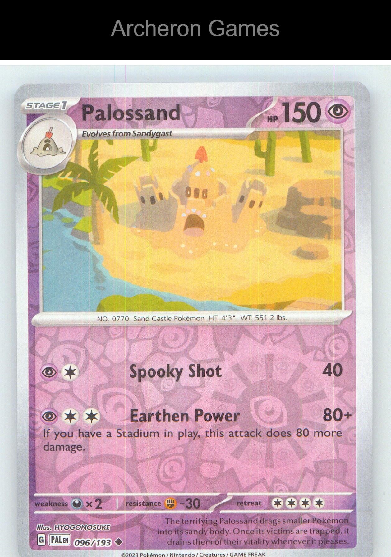 Pokemon Card Palossand PAL 096/193 UC Paldea Evolved Reverse Holo