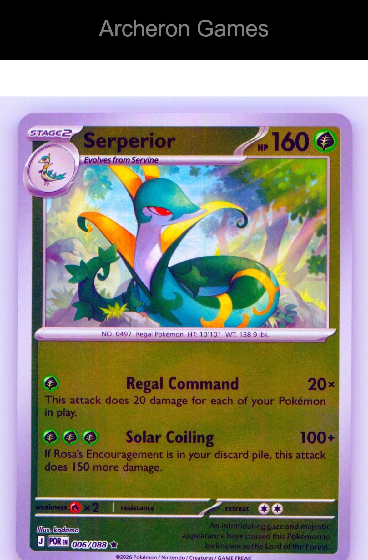 Pokemon Card Serperior ME03 006/088 R Perfect Order Reverse Holo
