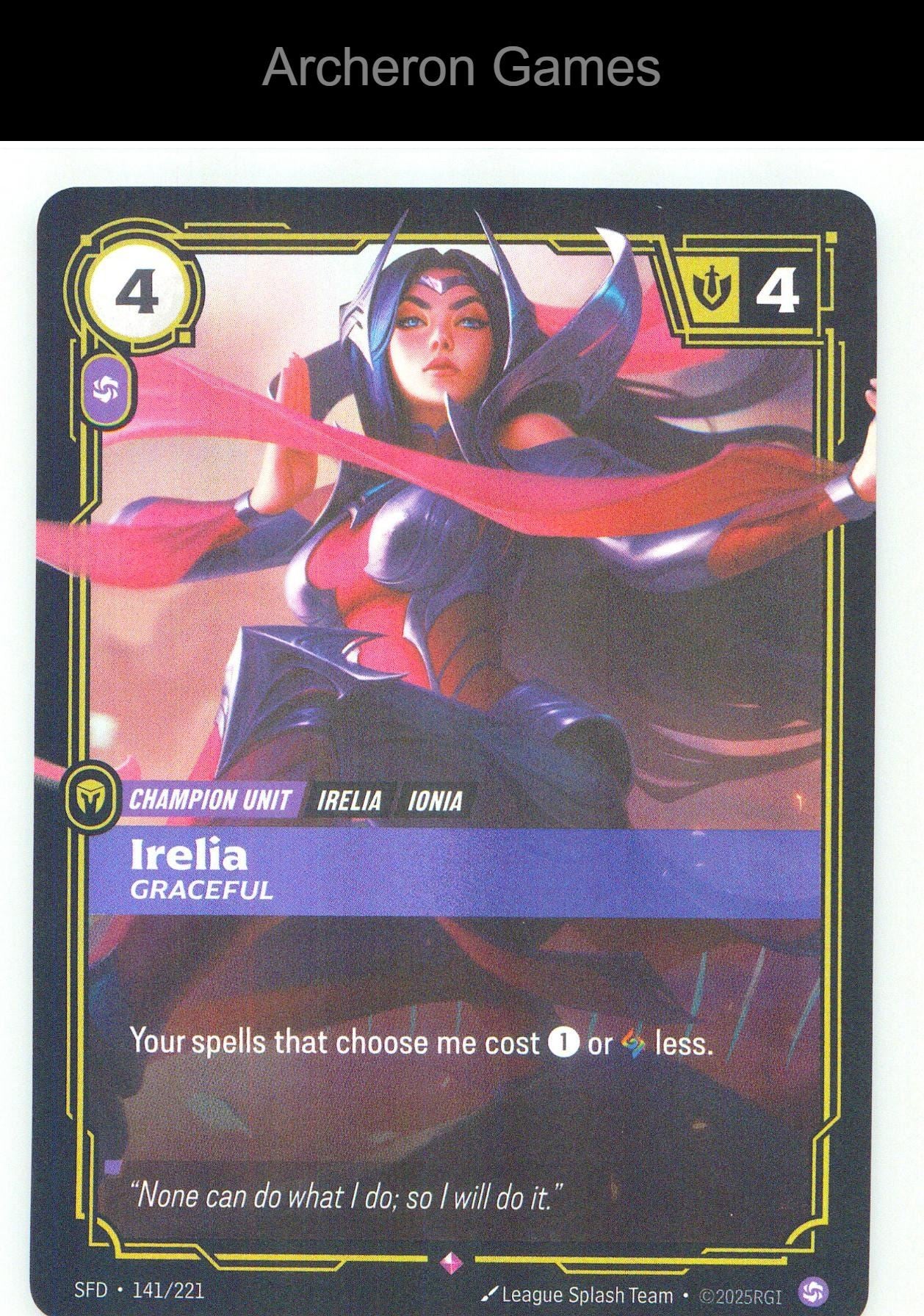 Irelia - Graceful SFD 141/221 R Spiritforged Riftbound Card Foil