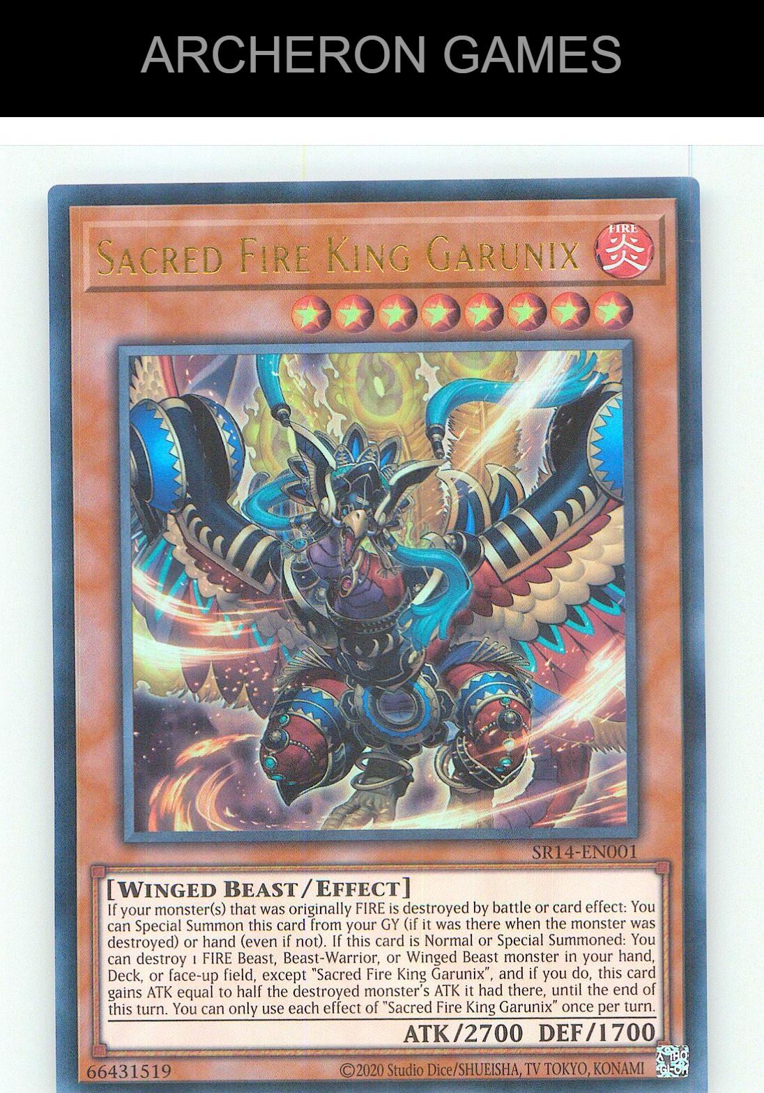 Sacred Fire King Garunix Ultra Rare YUGIOH Card 1st Edition