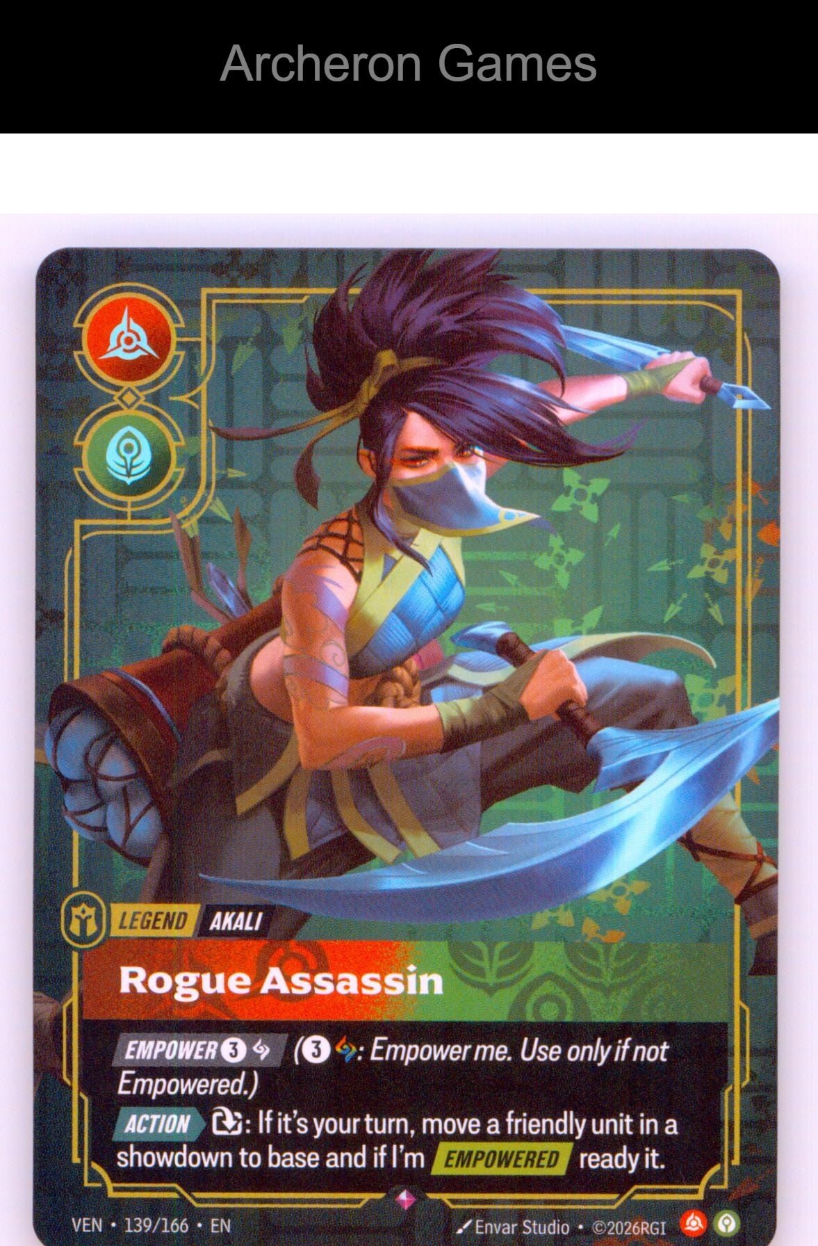 Akali - Rogue Assassin VEN 139/166 R Vendetta Riftbound Card