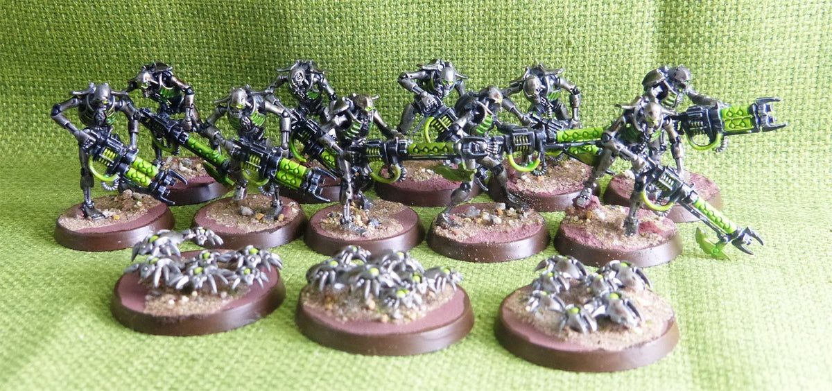 Necrons - Necron Warriors with Scarab Swarms Painted - Warhammer AoS 40k #BX