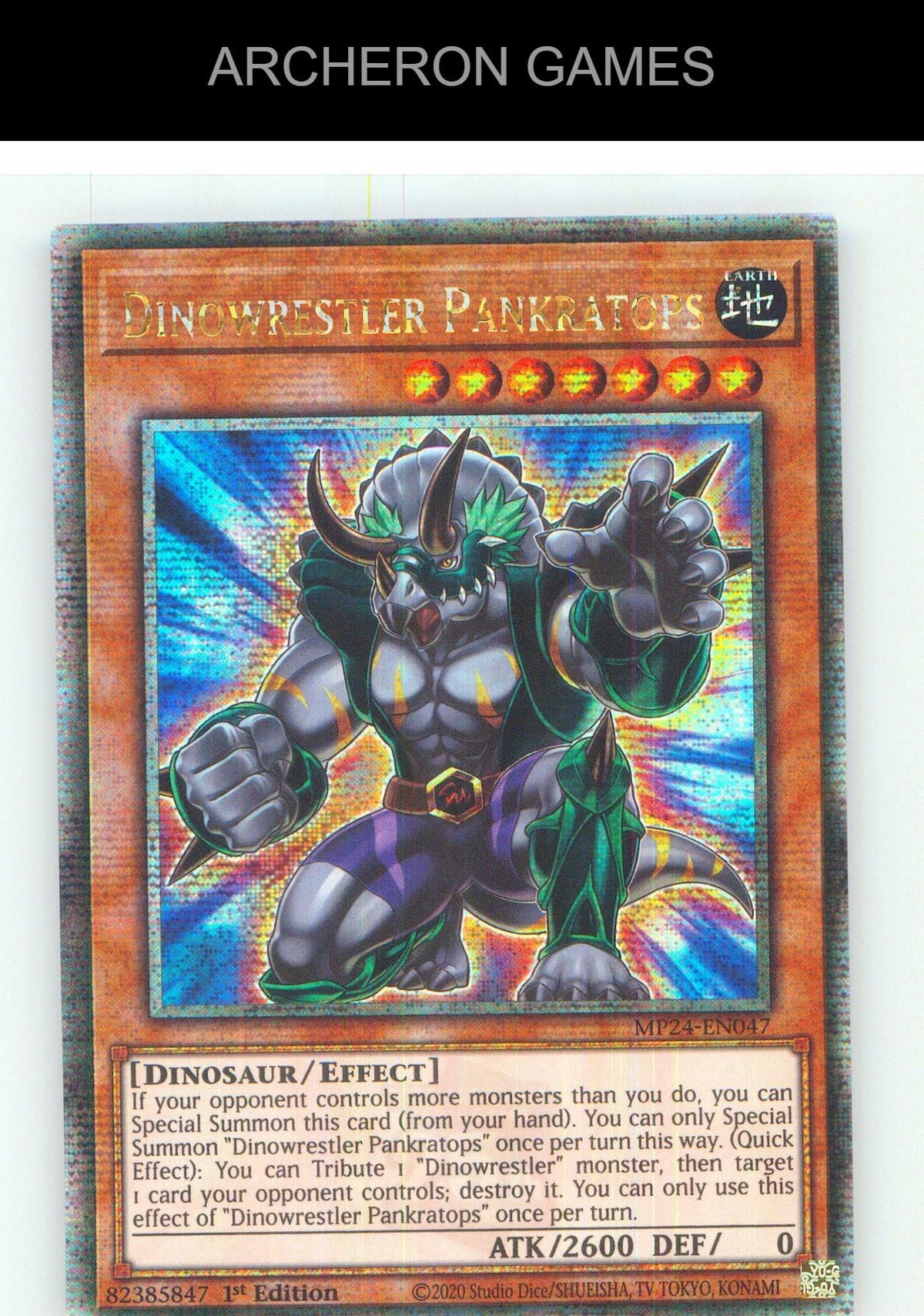 Dinowrestler Pankratops (Quarter Century Secret Rare) YUGIOH Card 1st Edition