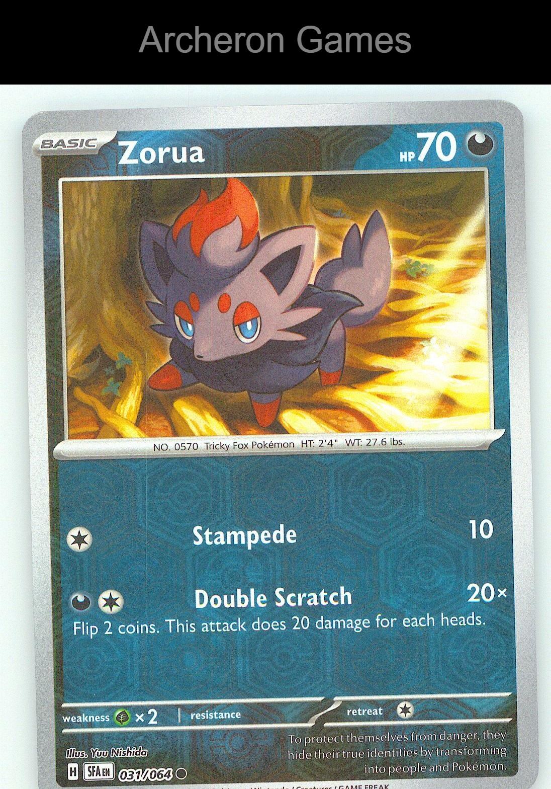 Pokemon Card Zorua SFA 031/064 C Shrouded Fable Reverse Holo