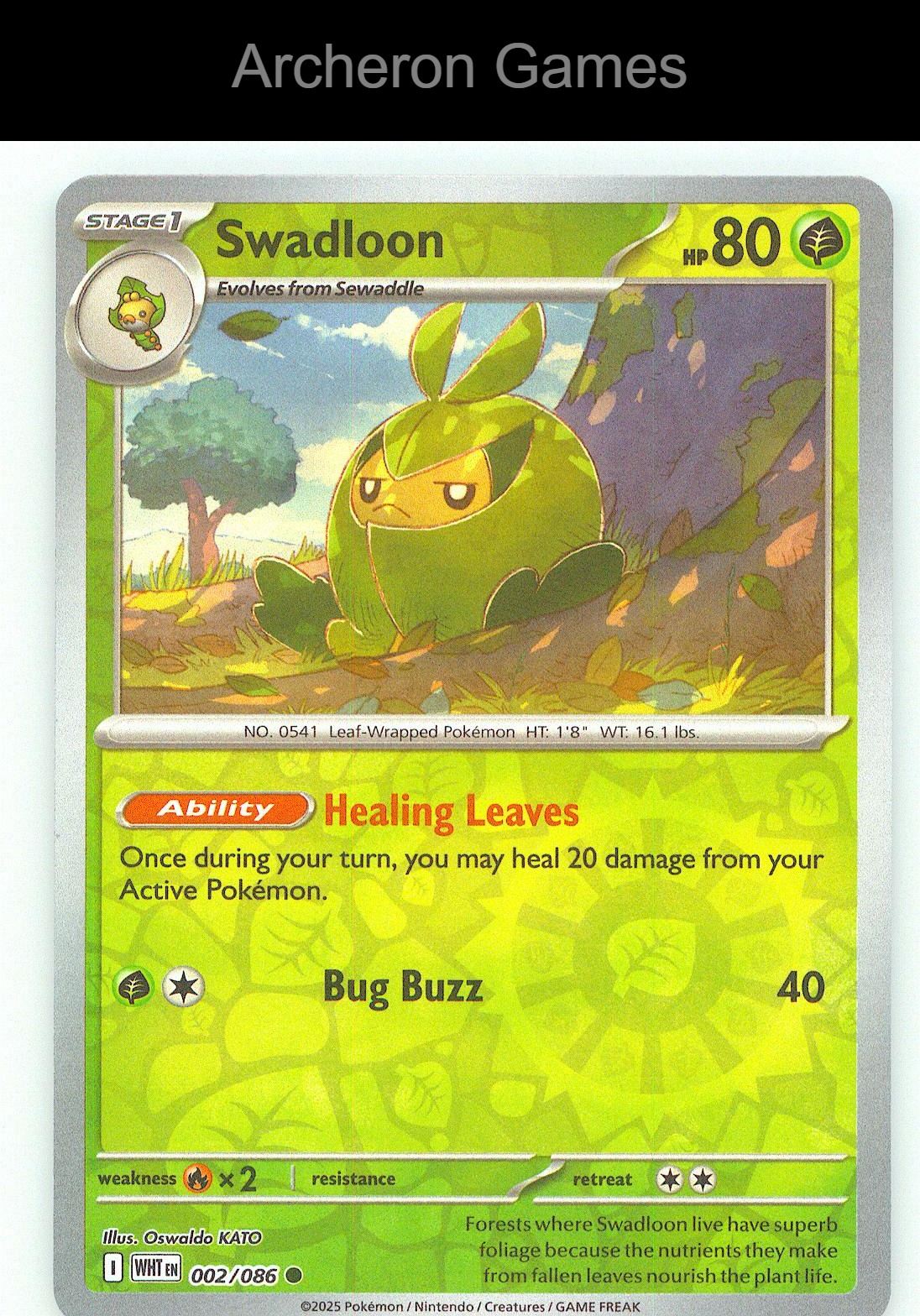 Pokemon Card Swadloon WHT 002/086 C White Flare Reverse Holo
